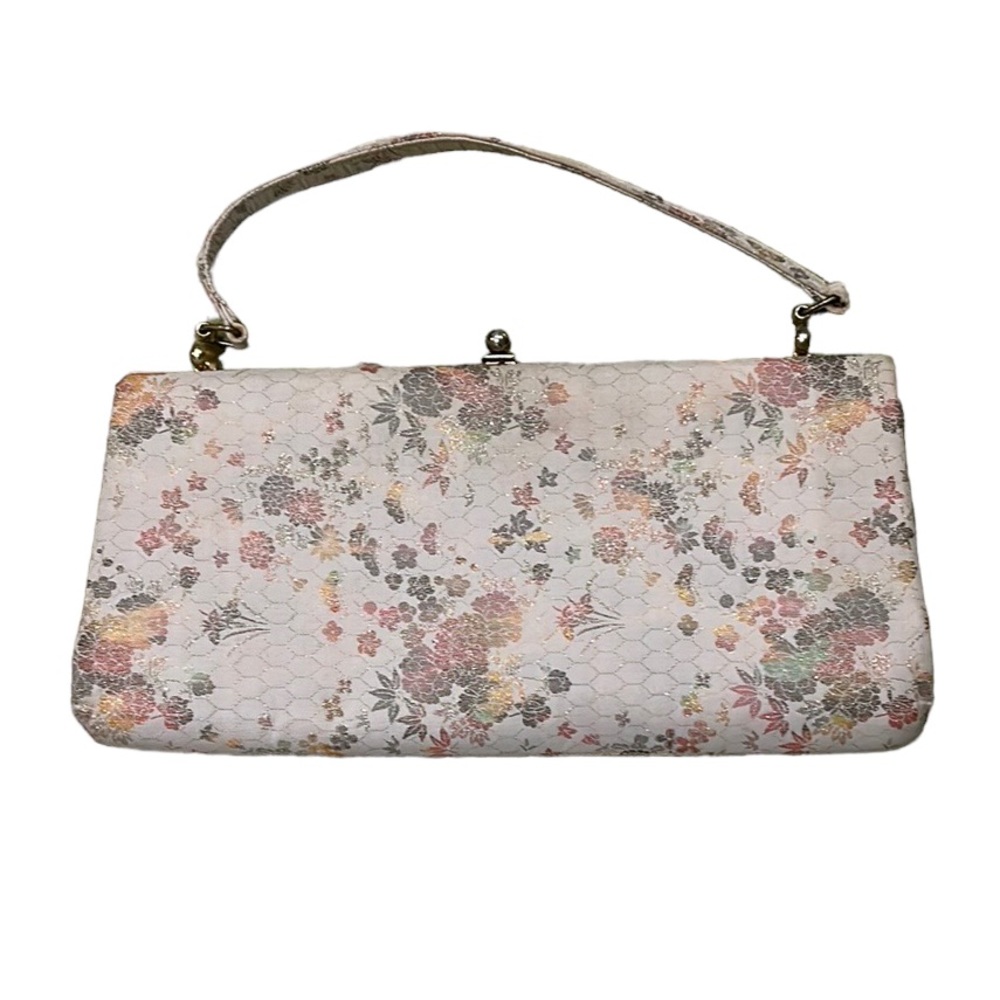 Vintage Stylecraft Miami Chinoiserie Metallic Gold Floral Handbag Clutch